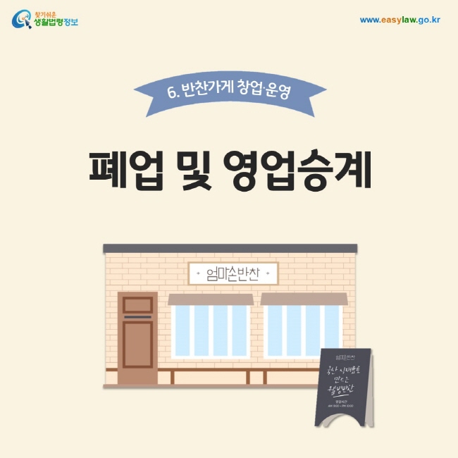 6. 반찬가게 창업∙운영. 폐업 및 영업승계

